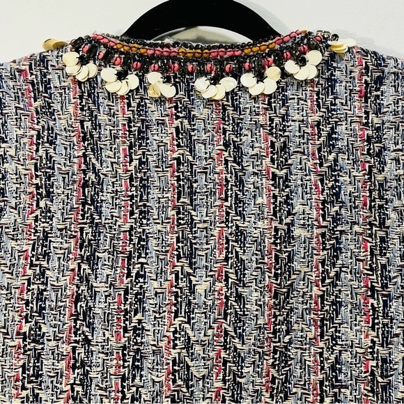 NEW Anthropologie Summer Love Suzy Embellished Beaded Pink Tweed Blazer Jacket - Picture 11 of 11